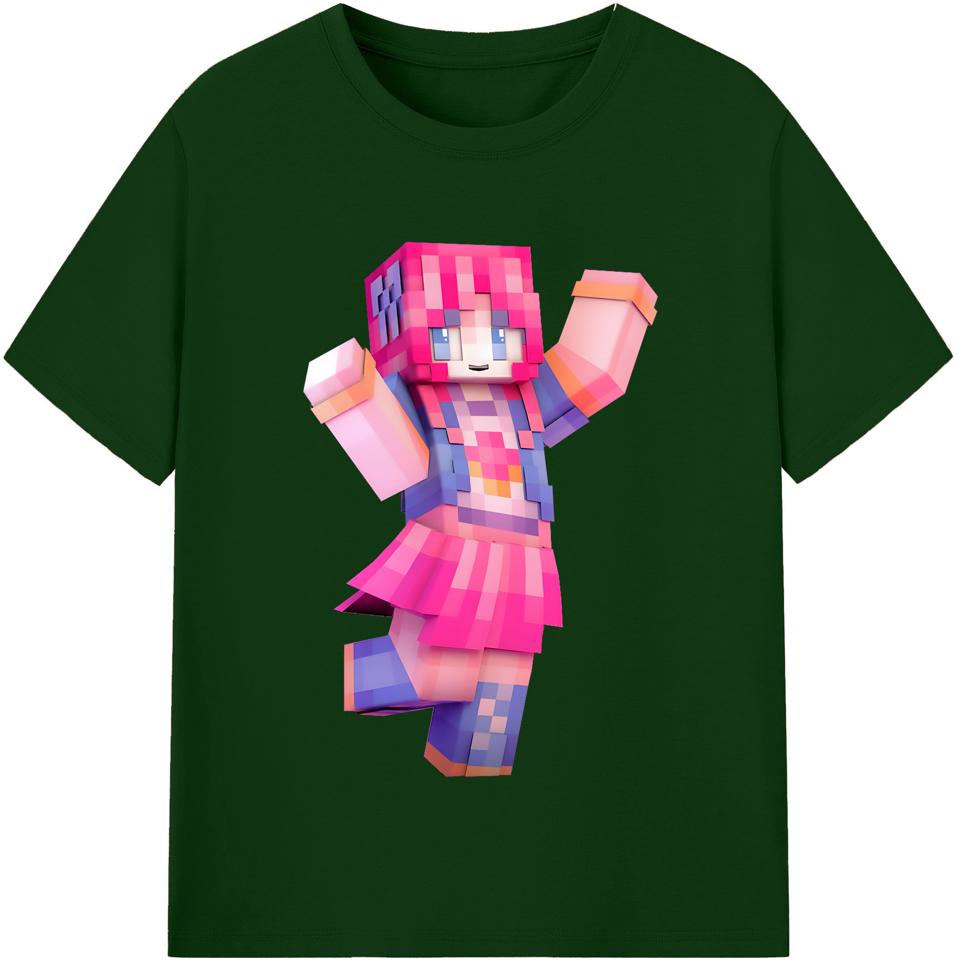 （画像用） マインクラフト ブロックの世界 Minecraft MC Block world 綿100％半袖Tシャツ（フロントプリント）